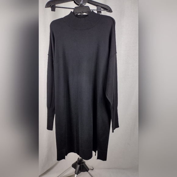 STEVE MADDEN Rosie Mock Neck Long Sleeve Sweater Dress Black Large 10-12 NWT - Picture 3 of 10